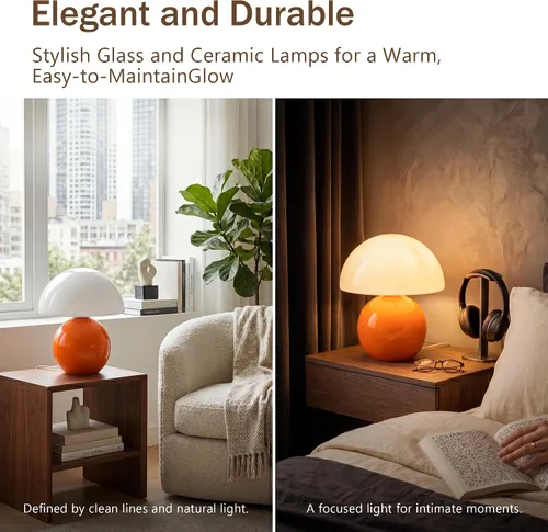 Vista 3 de Dawnwake Lámpara de Mesa con Forma de Hongo para Dormitorio, Lámparas Pequeñas de Escritorio para Mesita de Noche para Mesas de Noche de Sala