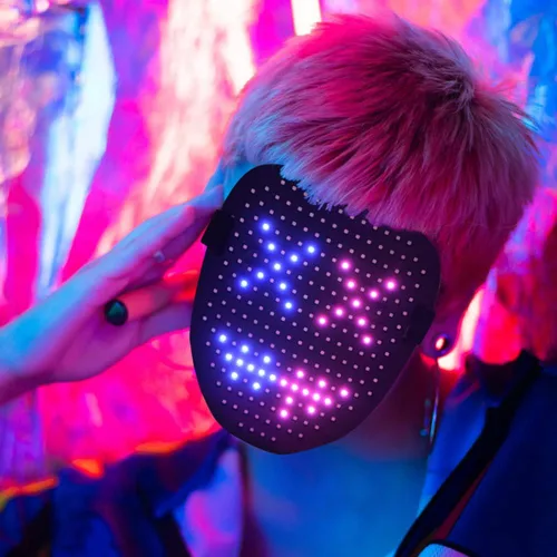 Vista 6 de Funle Led Mask with Programmer App, Light Up Face Mask for Adult Kid, Led Halloween Mask for Costume Cosplay