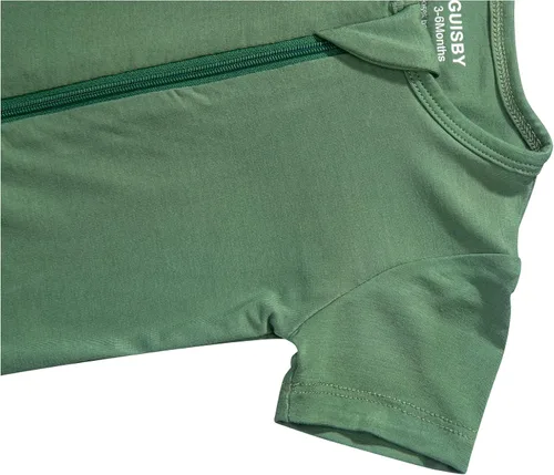 Vista 4 de GUISBY Pijama de bambú para bebé, mameluco sin pies de manga corta, durmiente con cremallera de 2 vías