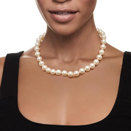 Vista 2 de Ross-Simons 11-12mm Cultured Pearl Necklace With 14kt Yellow Gold