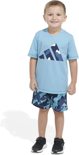 Vista 3 de adidas boys Short Sleeve T-shirt and Poly Shorts 2-piece Set