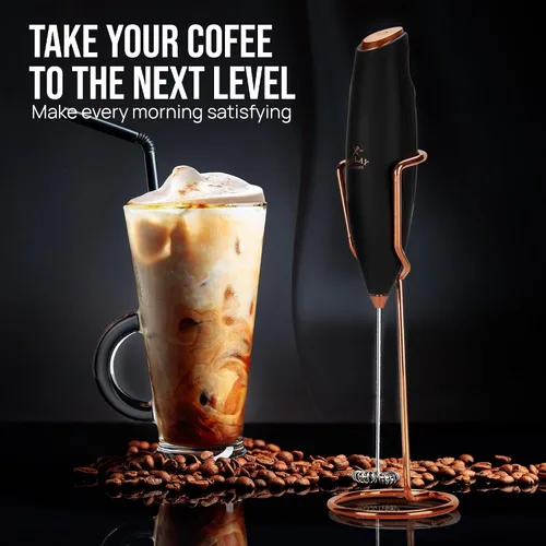 Vista 226 de Zulay Milk Boss Espumador de leche potente manual, hace espuma para latte, batidor para mezclar bebidas, café, miniespumador para capuchino, frappé
