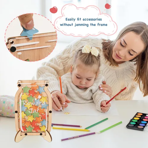 Vista 5 de Tarro de recompensa magnético personalizado con estrellas, tarro de recompensa para el aula para niños, tabla de comportamiento del sistema