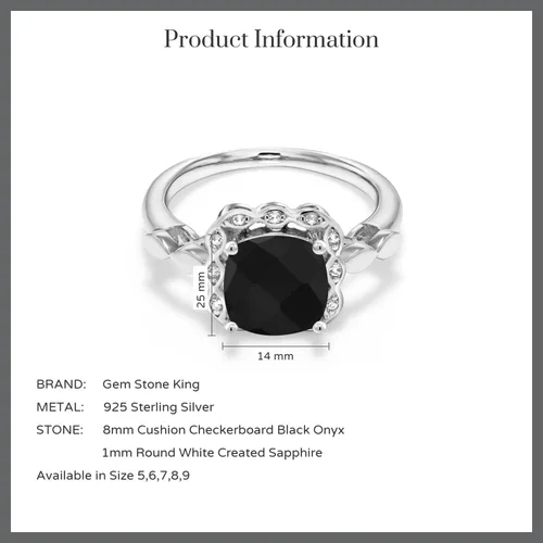 Vista 21 de Gem Stone King Anillo de compromiso de plata de ley 925 de 0.315 in con piedra natal y zafiro blanco creado Anillo de compromiso de boda