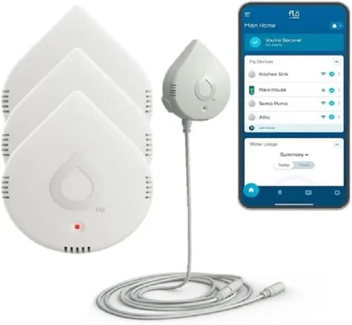 Vista 10 de Moen Flo Detector de fugas de agua inteligente, alarma de sensor de goteo o inundación para el hogar, 1 paquete, blanco, 920-004