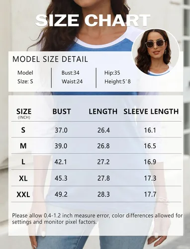 Vista 6 de EADINVE Camisetas casuales de manga 34 para mujer, cuello redondo, lindas camisetas básicas, blusas de ajuste holgado