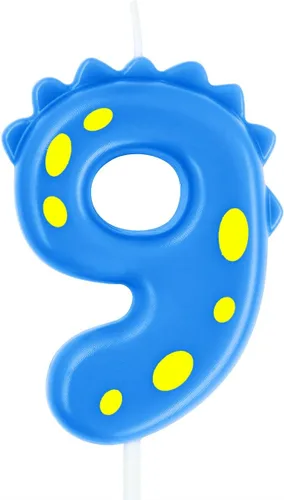 Vista 6 de Vela de dinosaurio número 1, 2.76 pulgadas, azul, perfecta para fiestas de primer cumpleaños