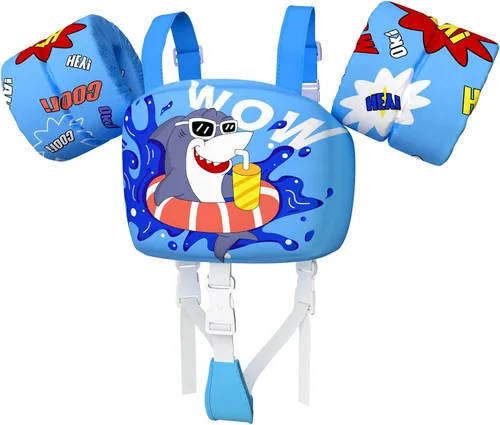 Vista 20 de Chaleco de natación para niños pequeños, apto para niños de 28 a 70 libras, flotadores para niños y niñas, ayuda a la natación, entrenamiento, traje