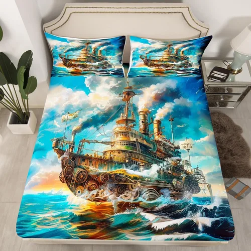 Vista 16 de Juego de sábanas bajeras de alce salvaje, tamaño individual, juego de ropa de cama rústica de pino de pesca con peces de Basa, decoración
