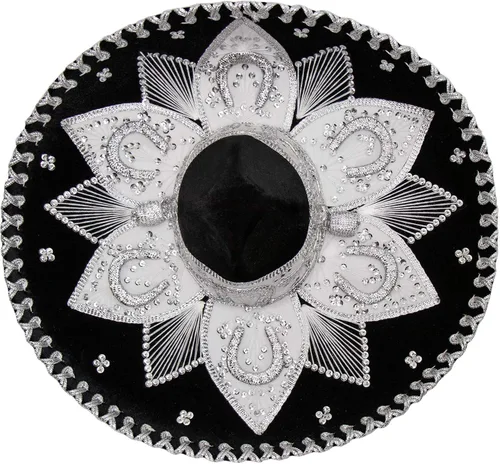 Vista 4 de Sombrero mexicano auténtico para adultos. Sombrero Mariachi Charro, sombrero mexicano de alta calidad para fiestas de disfraces, 5 de mayo, 16