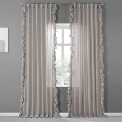Vista 9 de HPD Half Price Drapes Cortinas traslúcidas con volantes para dormitorio y sala de estar, 50 x 84 pulgadas, lino (1 panel), cortinas con dobladillo