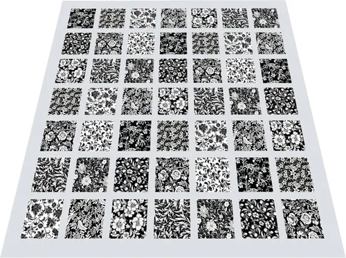 Vista 2 de Paquetes de tela de algodón acolchado de 18 x 22 pulgadas para coser, 10 unidades de flores blancas y negras 18" x 22" Fat Quarters Quilting
