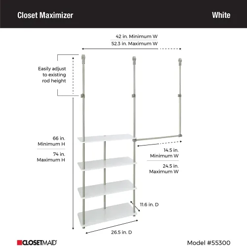 Vista 5 de ClosetMaid 55300 Closet Maximizer, color blanco