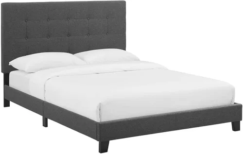 Vista 7 de Modway Melanie - Base de cama tapizada de tela capitoné, tamaño matrimonial, color beige