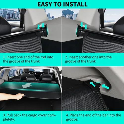 Vista 7 de Cubierta de carga para automóvil compatible con Toyota RAV4 2018 2017 2016 2015 2014 2013 SUV Accesorios, cubierta de maletero retráctil para RAV4