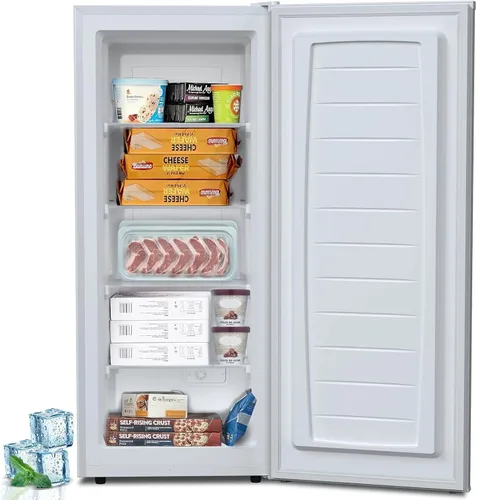 Vista 10 de COWSAR - Refrigerador compacto de 3.2 pies cúbicos con congelador, refrigerador de doble puerta para dormitorio, termostato ajustable, refrigerador
