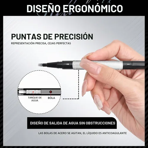 Vista 6 de Yulinlon Bolígrafo de cejas de doble extremo, punta de microhorquilla de 0.000 in, tinta líquida impermeable para cejas, micro-tenedor y puntas