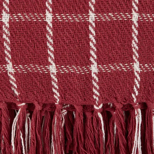 Vista 3 de DII Manta Tejida a Cuadros Transicional, 50"x60", Rojo Granero