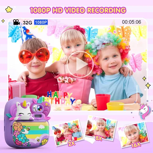 Vista 4 de TIATUA - Cámara de impresión instantánea para niños, cámara para niños con fotos imprimibles, juguetes de cámara para niños de 3 a 14 años, cámara