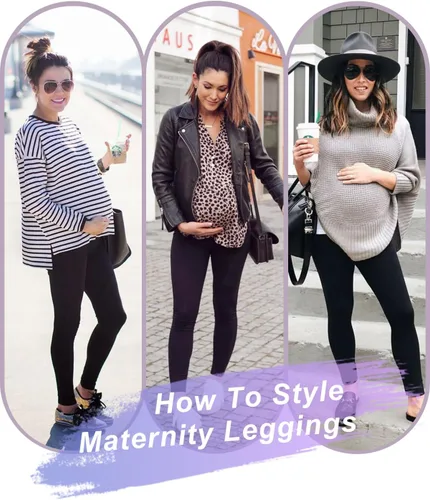 Vista 2 de yeuG Paquete de 3 leggings de maternidad para mujer, sobre el vientre, pantalones de yoga para embarazo, ropa deportiva, leggings de entrenamiento
