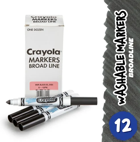 Vista 2 de 12 marcadores de punta gruesa lavables Crayola, Negro