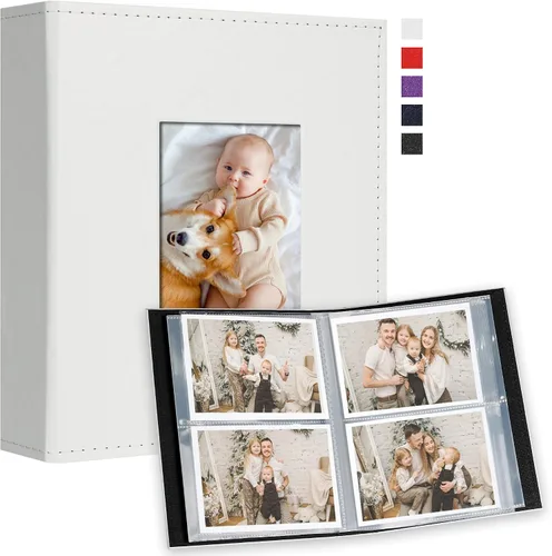 Vista 11 de Vienrose Álbum de fotos pequeño de 4 x 6 pulgadas, paquete de 2 mini libros de fotos con cubierta de cuero, 26 páginas con capacidad para 52