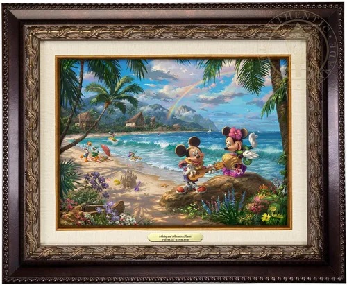 Vista 8 de Thomas Kinkade Studios Disney's Mickey and Minnie in Hawaii - Lienzo con envoltura de galería (8 x 10 pulgadas)