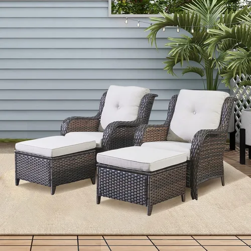 Vista 33 de Rilyson Sofá de mimbre para patio al aire libre, capacidad de peso de 900 libras, sofá grande de mimbre de 3 plazas con cojines de asiento de 4