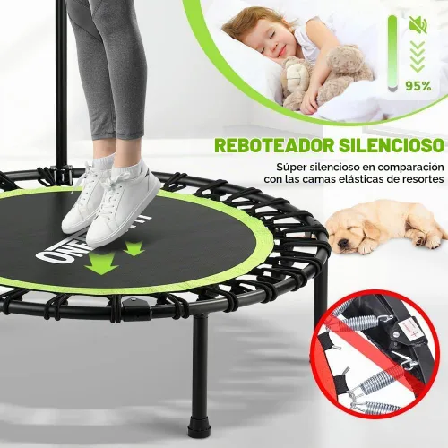 Vista 6 de ONETWOFIT Foldable Mini Bungee Rebounder Trampoline for Adults with Handle 40"/45" Silent Mini Trampoline Indoor/Garden Exercise Fitness