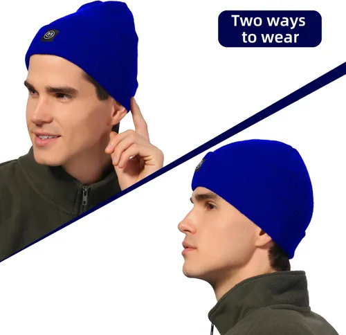 Vista 2 de Gorro para hombre con gorro de invierno con sonrisa, unisex, de punto, suave, cálido, con puños