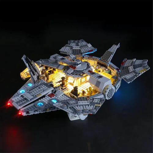 Vista 4 de YEABRICKS Luz LED para Lego-75257 Star Wars Millennium Falcon Modelo de bloques de construcción (juego de Lego no incluido)