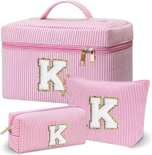Vista 45 de Bolsa de maquillaje Adoryoung 3 piezas rosa+azul, Azul, A