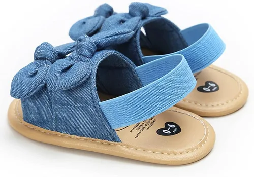 Vista 5 de COSANKIM Sandalias de verano para bebés y niñas con suela suave de flores, zapatos de vestir para cuna, recién nacidos, para recién nacidos