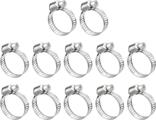 Vista 12 de uxcell Abrazadera de manguera de engranaje helicoidal, 12 abrazaderas de manguera de acero inoxidable ajustables de 1 a 1 1/2 pulgadas para asegurar