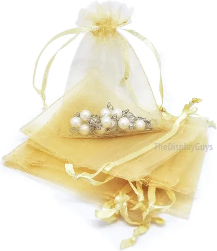 Vista 38 de TheDisplayGuys - Paquete de 48 bolsas de regalo de organza transparente negra de 2 x 2-3/4 pulgadas con cordón, bolsas de regalo para joyas, bolsas