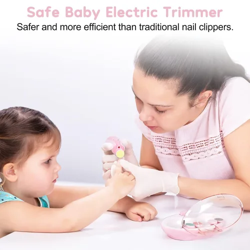 Vista 6 de Qunlions life Lima de uñas para bebé con luz, kit de cortaúñas eléctrico seguro para bebés recién nacidos y niños pequeños dedos de los pies y uñas