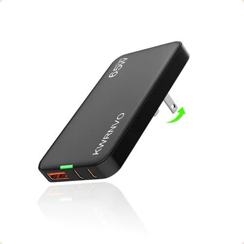 Vista 17 de Cargador de pared USB plano, 3 puertos ultra delgado cargador de pared rápido para Pixelbook, iPad Pro, iPhone 17/16/15/14 negro