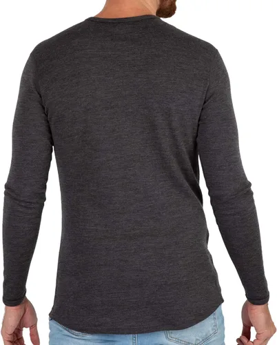 Vista 2 de MERIWOOL Capa base para hombre, 100% lana merina, peso medio, manga larga, camisa térmica Gris-Carbón