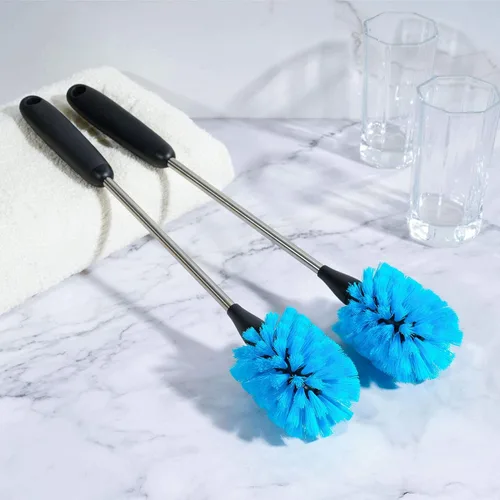 Vista 4 de MOSOLAN Cepillo para botella de agua de acero inoxidable, cepillo de limpieza de mango largo, construido para limpiar botellas deportivas