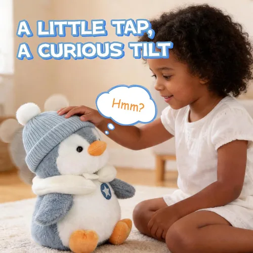 Vista 4 de Juguete de pingüino parlante interactivo de felpa para bebé y niño, regalos para niños y niñas, cantar, imitar, grabar, repetir lo que dices
