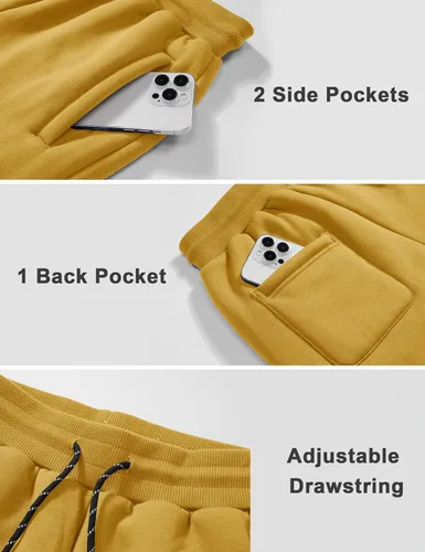 Vista 5 de FASKUNOIE Pantalones de forro polar de invierno para hombre, pesados y cálidos, con forro de sherpa, pantalones deportivos para correr con bolsillos
