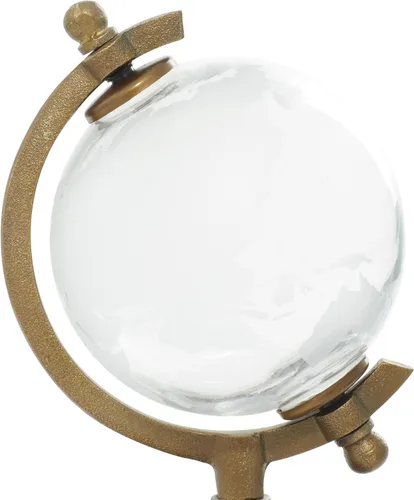 Vista 5 de Deco 79 Globo de aluminio con base escalonada, 6 "x 6" x 9 ", bronce