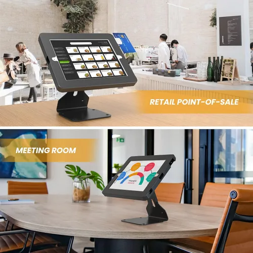Vista 2 de Soporte para tablet compatible con iPad de 10.2 pulgadas, generación 7, 8, 9ª, de metal pesado, giratorio, giratorio, para escritorio