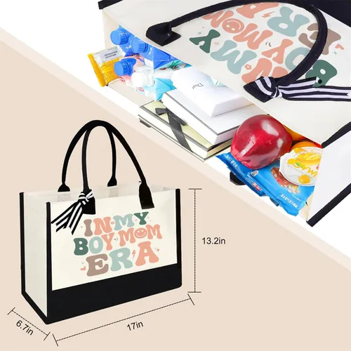 Vista 2 de Bolsa de lona para mamá, enfermera, profesora, jefa, perro, mamá, regalos de cumpleaños de Navidad para mujeres, señora para ir de compras