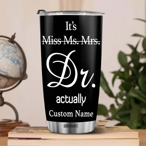 Vista 4 de BECHUSKY Regalo de graduación de doctorado personalizado, taza de doctorado con nombre personalizado, vaso de doctorado para hombres y mujeres