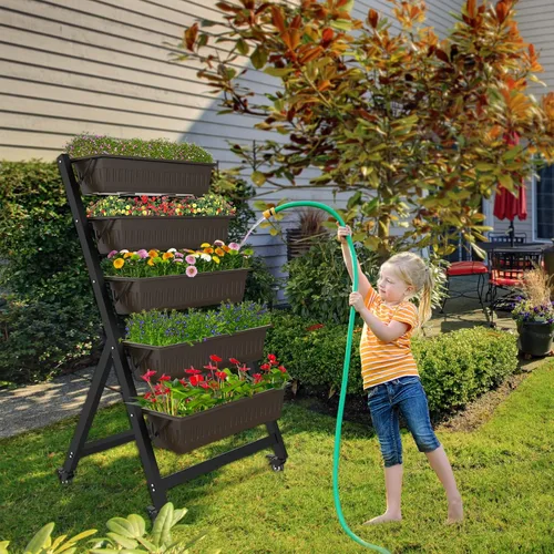 Vista 7 de [Usado] G TALECO GEAR Jardinera Vertical de Jardín, Caja de Jardinera de Cama de Jardín Elevada Vertical con 5 Cajas Contenedoras, Cultiva tus