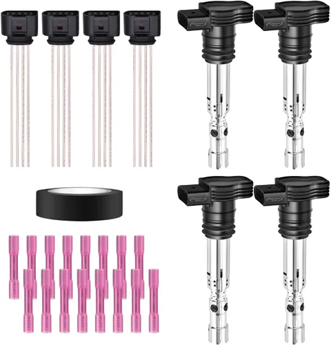 Vista 30 de Juego de 4 bobinas de encendido y arnés de cableado con conector pigtail compatible con Accord Odyssey Acura Saturn 3.0L 3.2L 3.5L V6 C1221 UF242