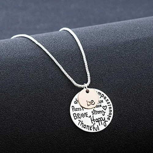 Vista 7 de Garoff Collection Collar con dije de graffiti inspirador de dos tonos de 18 pulgadas - plata + oro rosa, N A