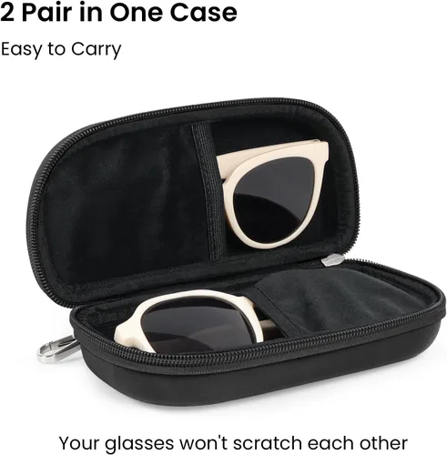 Vista 2 de WOMACO Estuche doble para lentes, funda rígida para lentes de 2 París, organizador portátil de viaje doble para lentes de sol para mujeres y hombres
