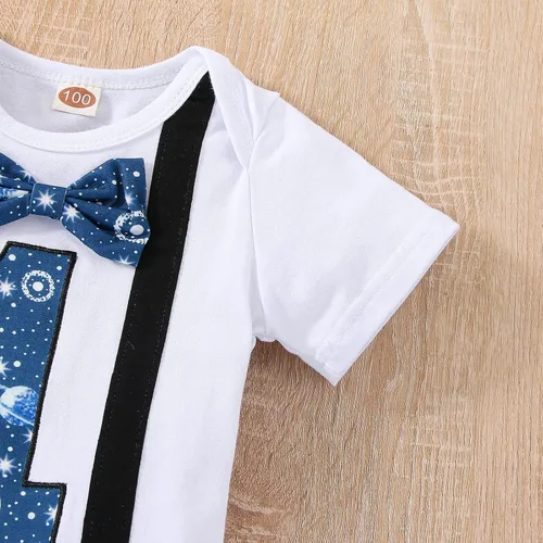 Vista 6 de vivifayee Conjunto de pantalones y tirantes para bebé niño de un primer cumpleaños